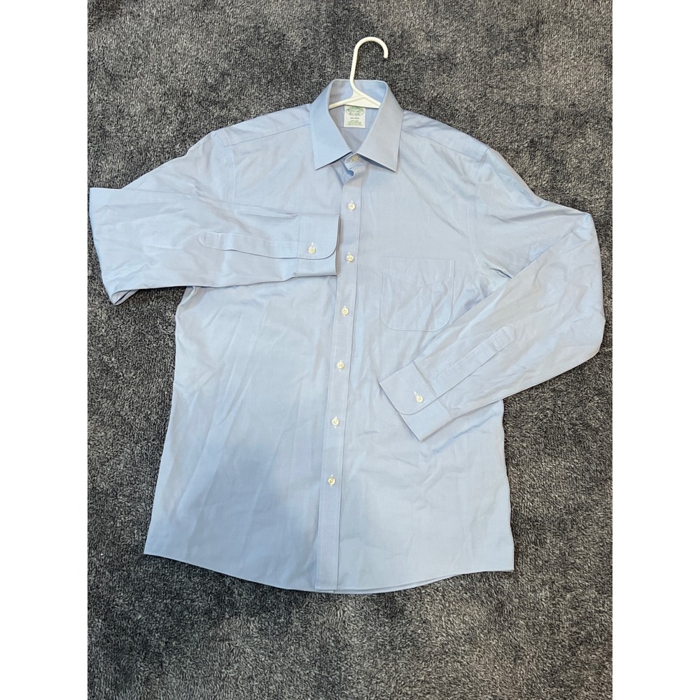 Brooks Brothers Milano Dress Shirt Mens 15.5 34 LightBlue Supima Cotton Non-Iron